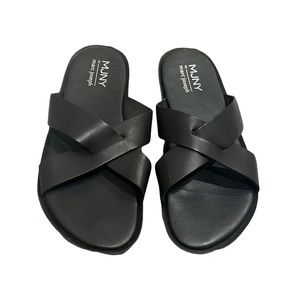 Marc Joseph New York Leather Slip on Criss Cross Slide Sandals Size 10.5